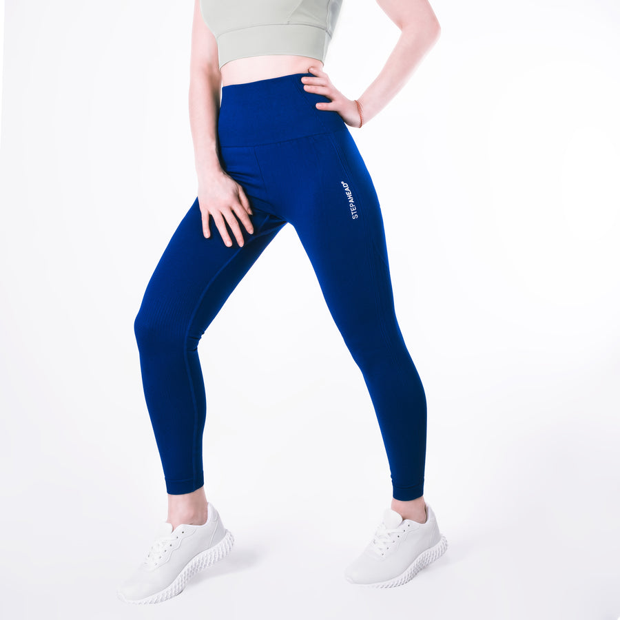 Step Ahead Women's Seamless High Waisted Deep Blue Work Out Leggings Step Ahead Women's Seamless High Waisted Deep Blue Work Out Leggings