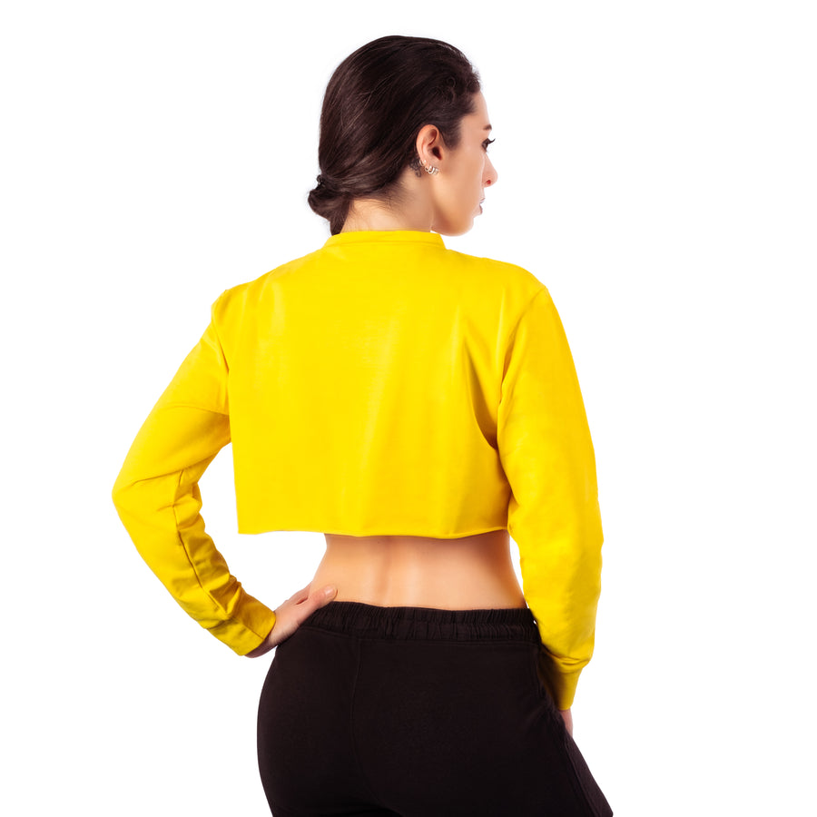 Step Ahead Pullover Crop Yellow Sweatshirt Step Ahead Pullover Crop Yellow Sweatshirt