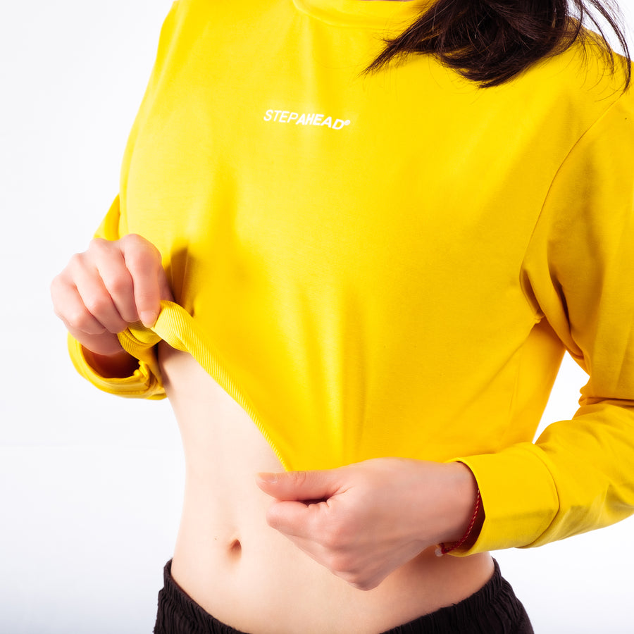 Step Ahead Pullover Crop Yellow Sweatshirt Step Ahead Pullover Crop Yellow Sweatshirt