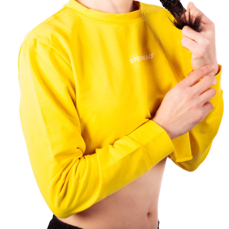 Step Ahead Pullover Crop Yellow Sweatshirt Step Ahead Pullover Crop Yellow Sweatshirt