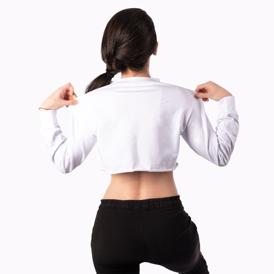 Step Ahead Pullover Crop White Sweatshirt Step Ahead Pullover Crop White Sweatshirt
