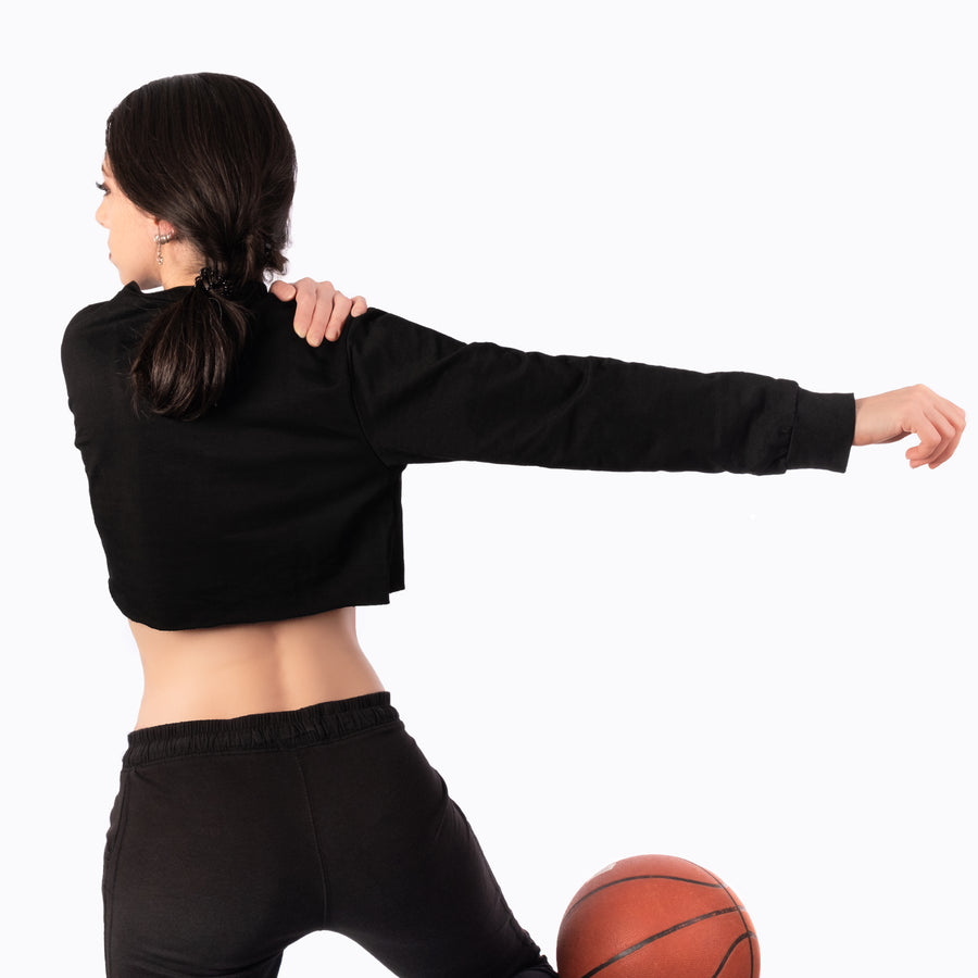 Step Ahead Pullover Crop Black Sweatshirt Step Ahead Pullover Crop Black Sweatshirt
