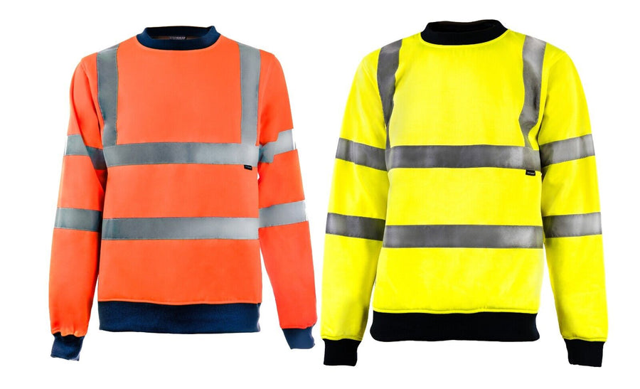 STEP AHEAD High Visibility Crew Neck Sweatshirt Work Safety Jumper STEP AHEAD High Visibility Crew Neck Sweatshirt Work Safety Jumper