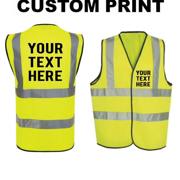 CUSTOM PRINTED HI VIZ HIGH VISIBILITY SAFETY WAISTCOAT