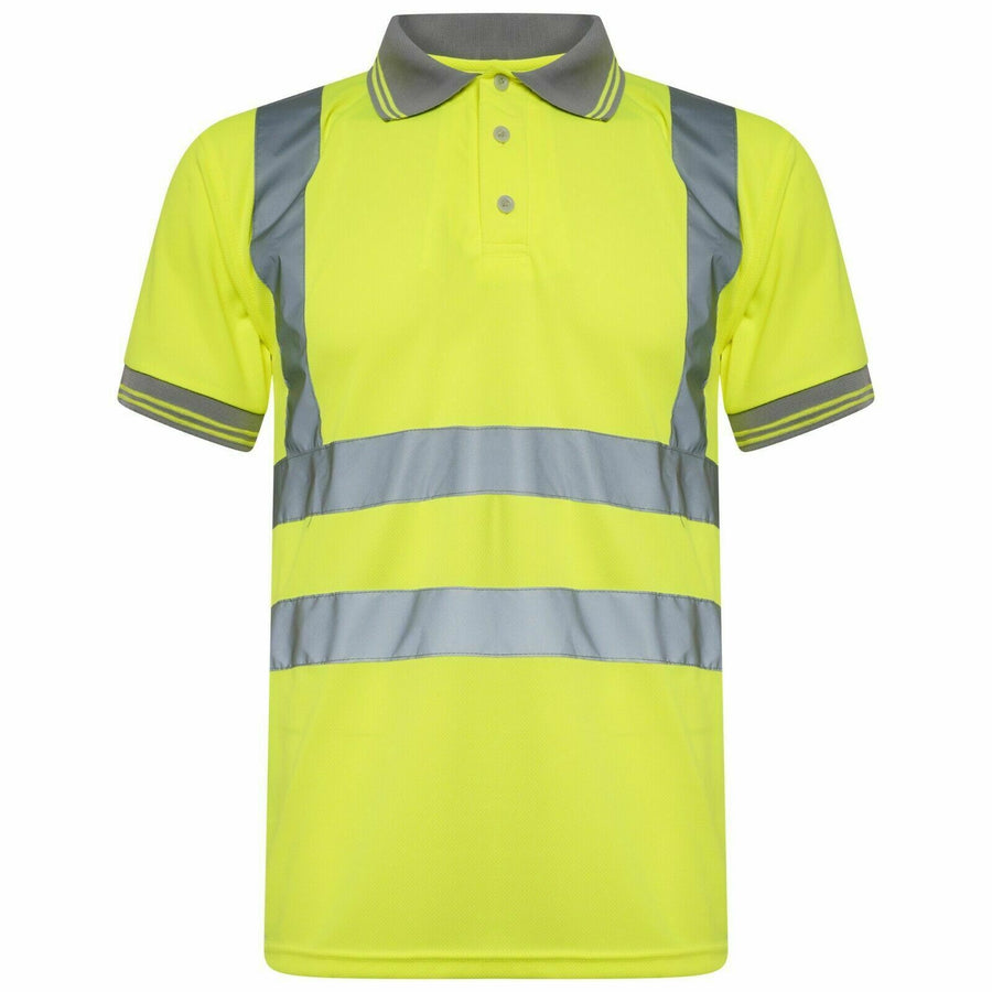 Hi Vis Short Sleeve Polo Shirt With Reflective Tape Hi Vis Short Sleeve Polo Shirt With Reflective Tape