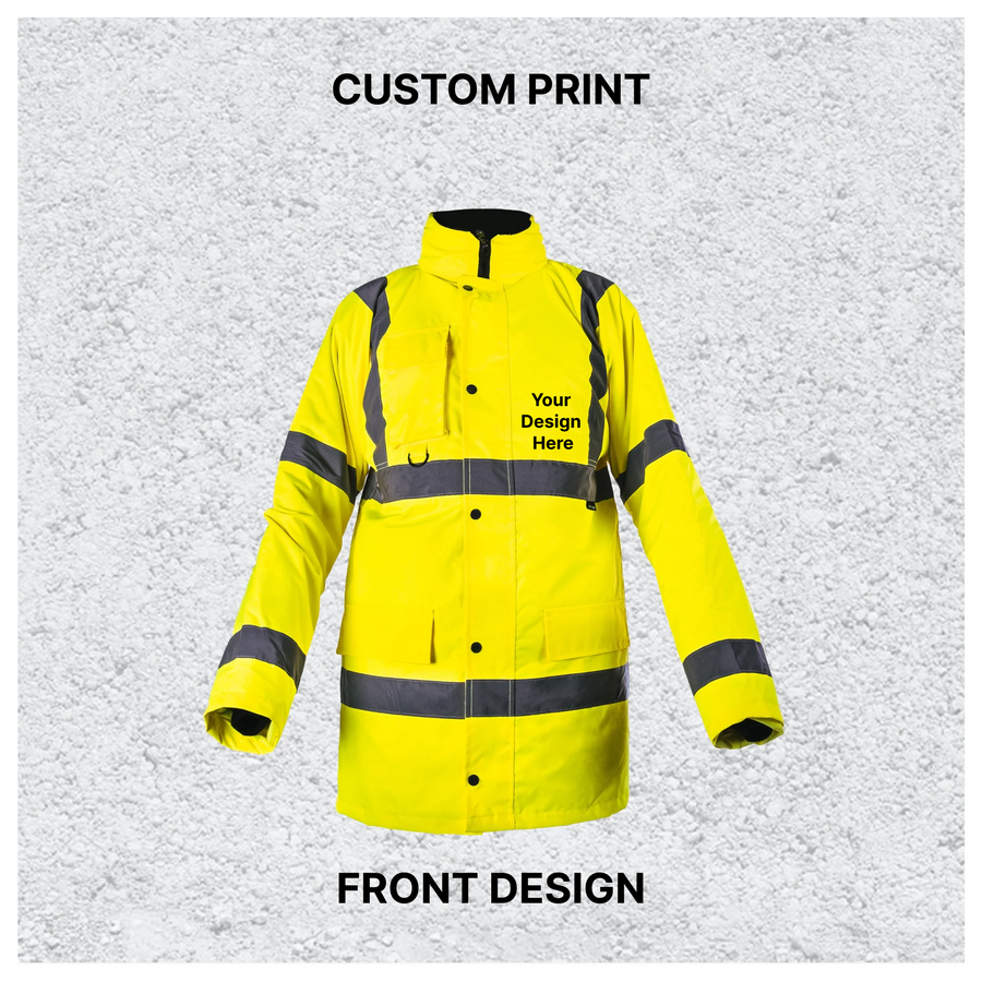 Custom Print Hi Vis Waterproof Parka Jacket – Yellow