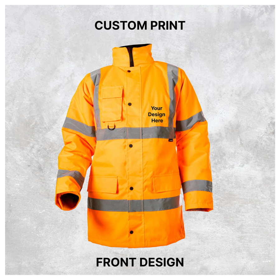 Custom Print Hi Vis Waterproof Parka Jacket – Orange