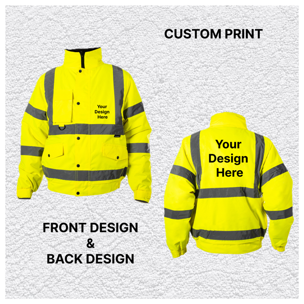 Custom Print Hi-Vis Waterproof Bomber Jacket - Yellow