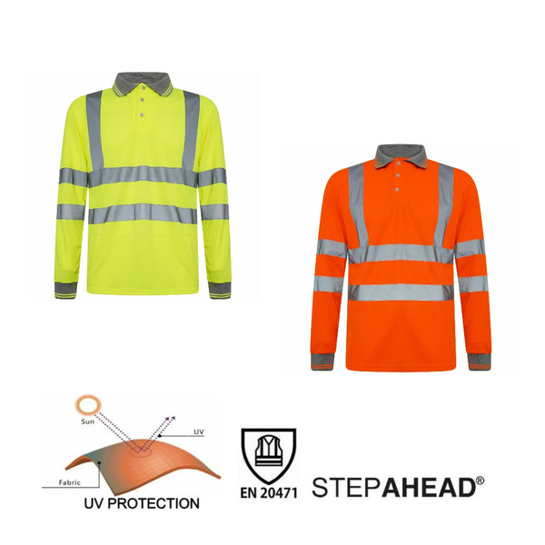 Step Ahead Hi Vis Long Sleeve Polo Shirt