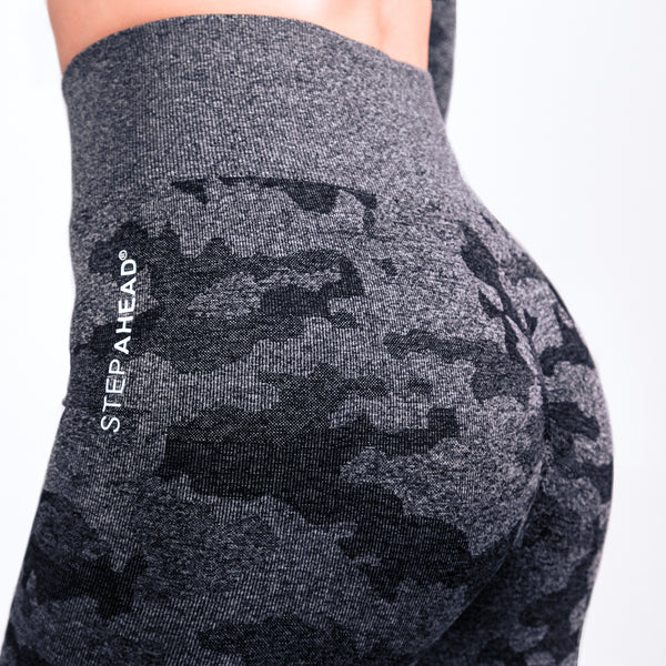 Step Ahead Camo Seamless Two Piece Fitness Black Set