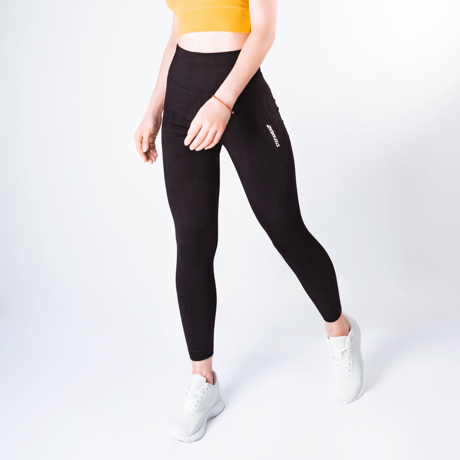 Step Ahead Women s Seamless High Waisted Black Work Out Leggings