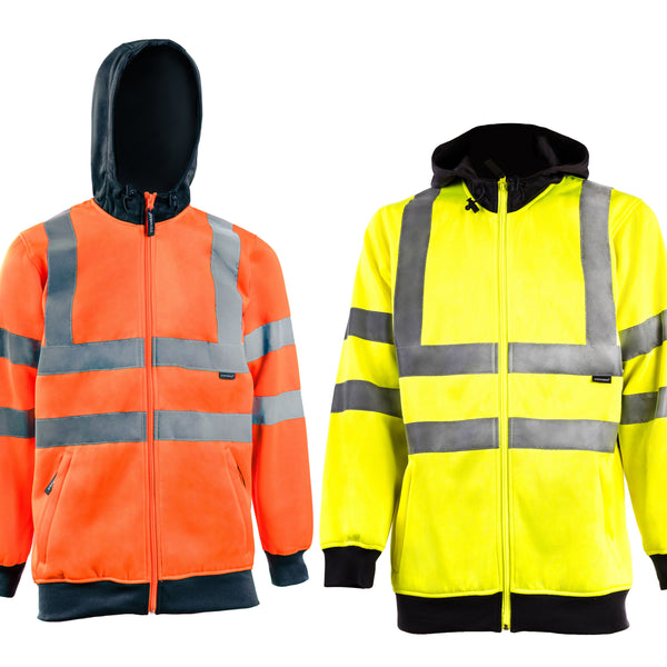 STEP AHEAD Hi Viz Vis Visibility Jacket Zipped Hoodie Premium Hoodie