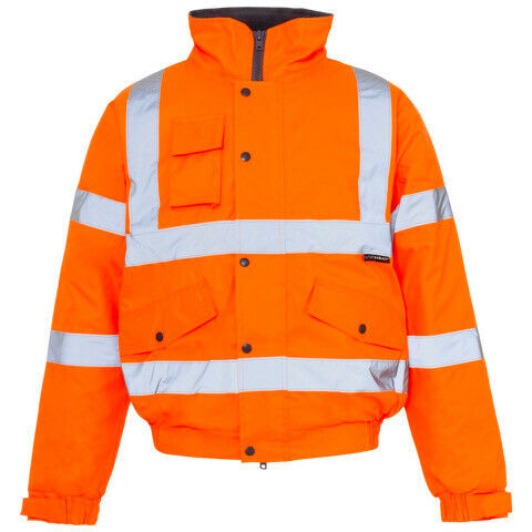 Premium Hi Vis Visbility Viz Bomber Jacket Waterproof Safety Work Coat