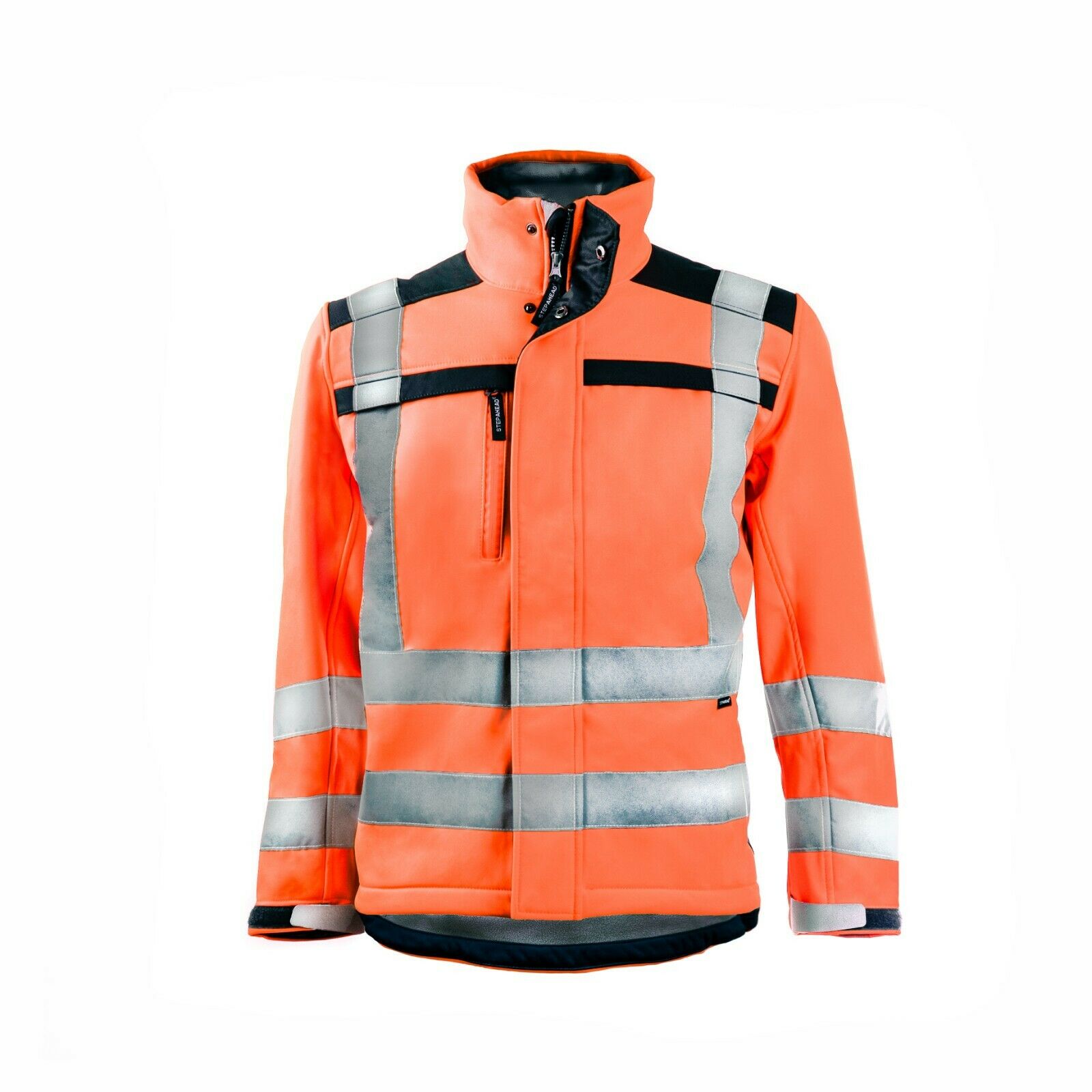 STEP AHEAD SOFT SHELL REFLECTIVE TAPE SECURITY FLEECE COAT ORANGE