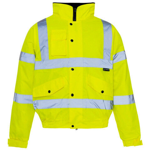 Premium Hi Vis Visbility Viz Bomber Jacket Waterproof Safety Work Coat