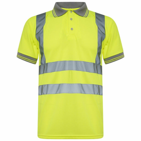 Hi Vis Short Sleeve Polo Shirt With Reflective Tape