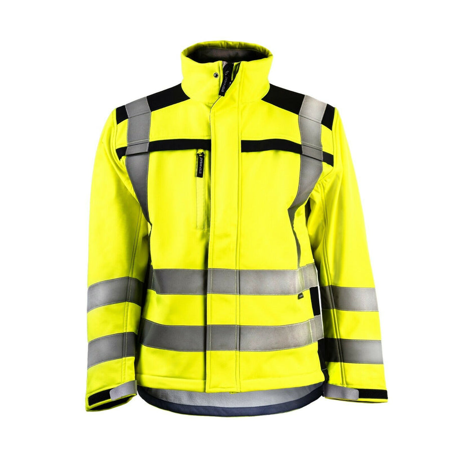 STEP AHEAD SOFT SHELL REFLECTIVE TAPE SECURITY FLEECE COAT YELLOW